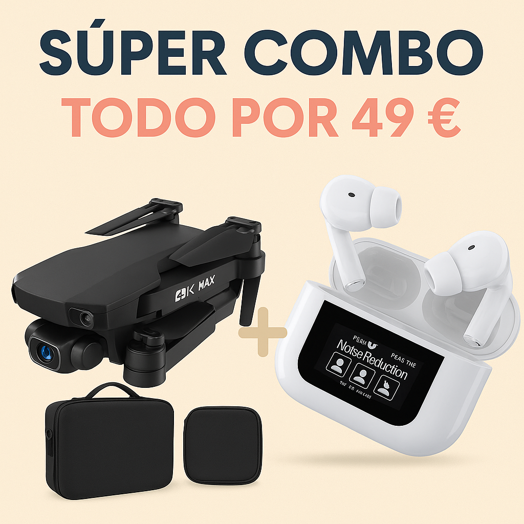 air pods+dron con doble cámara